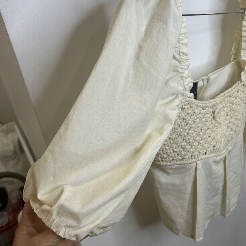 New!!PINKO Crop Top‎ Size 8 Ivory Color 100% Cotton - Picture 4 of 13
